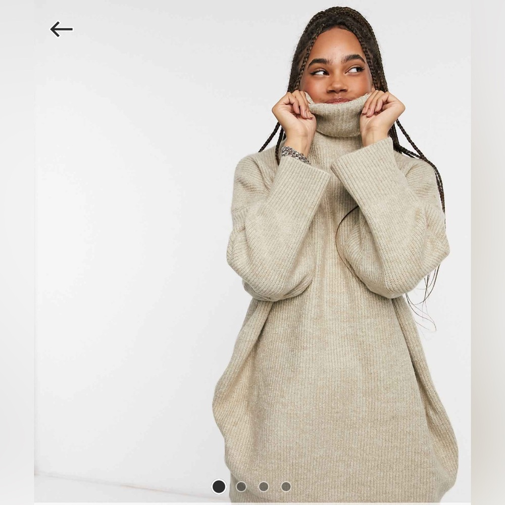 ASOS Oversized Warm Grey Cowl Neck Sweater with Batwing Sleeves